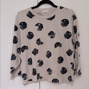 COS Cream and Tan Boxy 3/4 Sleeve Sweatshirt